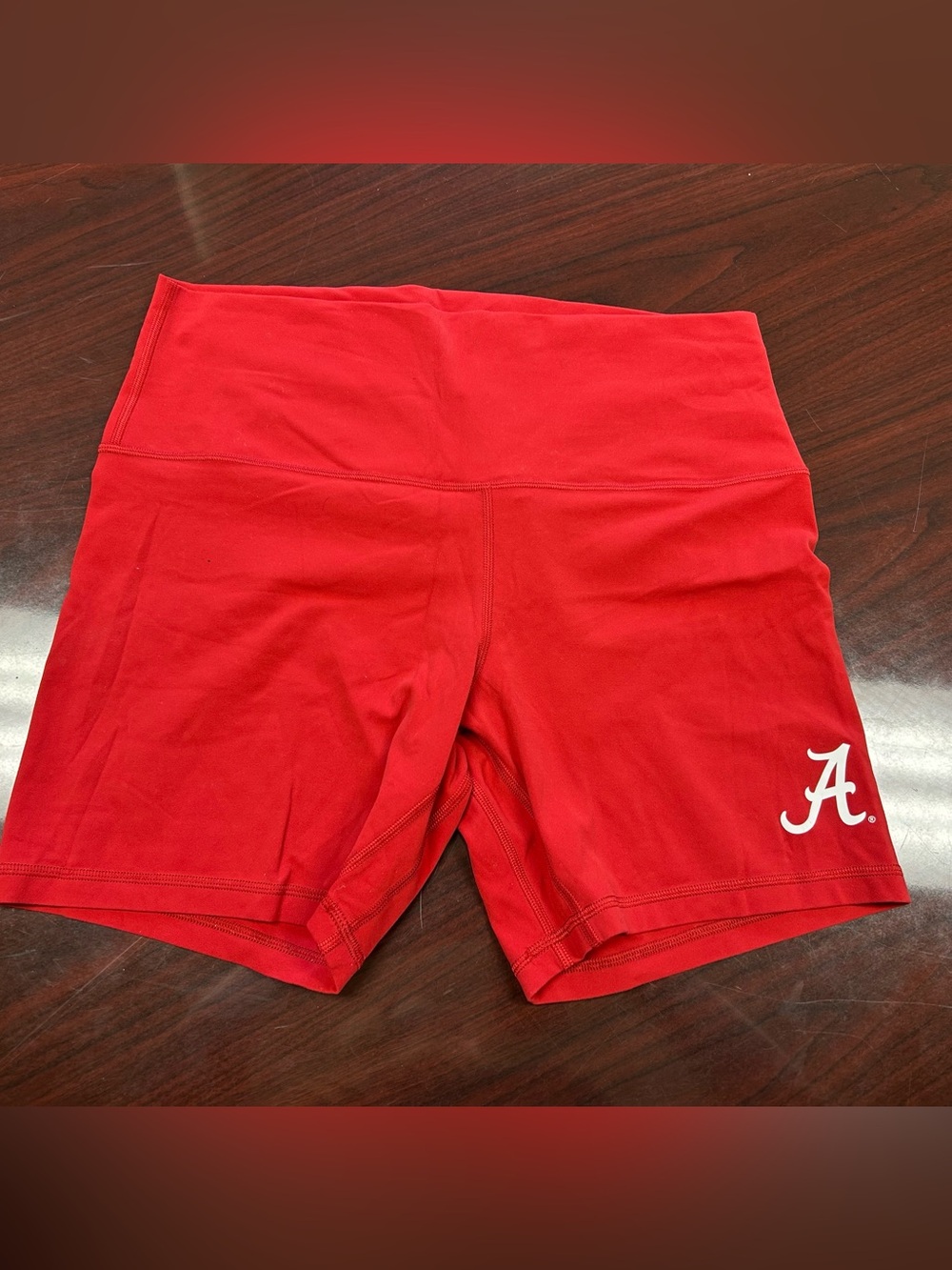 lululemon athletica Red High-Rise Bike Shorts with Alabama Hem Logo